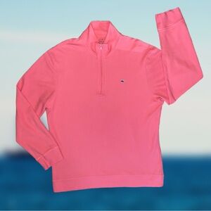 Vineyard Vines Men's Pink 100% Cotton 1/4 Zip Lightweight Pullover Sweater | L